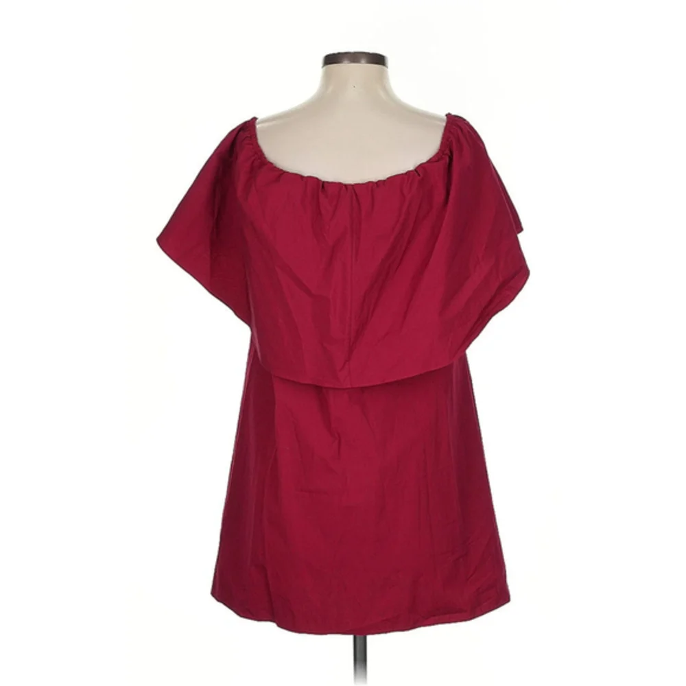 Alice + Olivia Jada Caped Dress in Bright Bordeaux Burgundy Size S - Picture 6 of 10